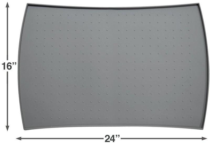 PetFusion Large WATERPROOF Pet Food Mat (24x16). FDA Grade Silicone [superior hygiene, non-toxic, multiple sizes] For dogs or cats, Gray - Image 3